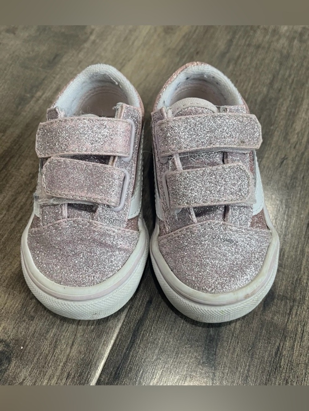 Vans Old Skool V Pink Glitter Skate Shoe -Baby/Toddler Size 4.5 Limited Edition